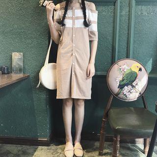 Elbow-sleeve Cutout Knit Dress