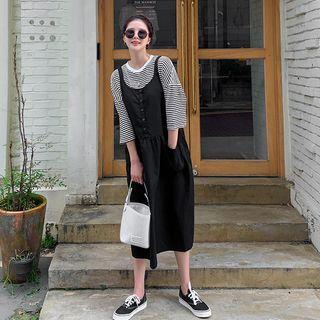 Dual-pocket Buttoned Jumper Dress