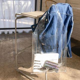 Lettering Transparent Shopper Bag With Pouch