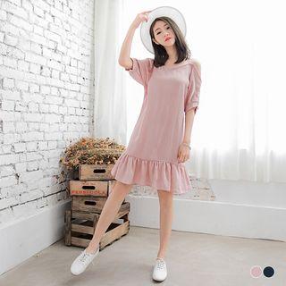 Striped Cut-out Shoulder Dress