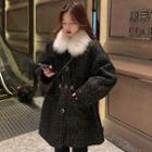 Long-sleeve Oversize Woolen Coat Black - One Size