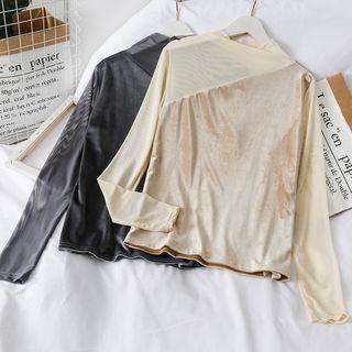 Patchwork Mock-neck Top