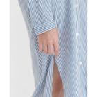 Slit-side Striped Long Shirtdress