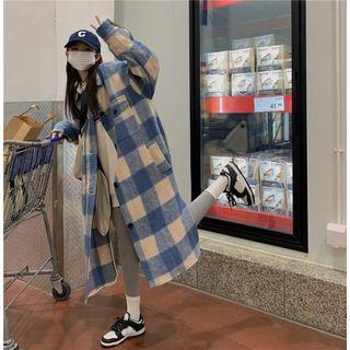 Gingham Check Long Button Coat