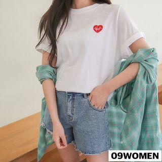 Plus Size - Blush Embroidered Boxy T-shirt