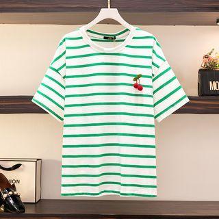 Cherry Accent Striped T-shirt