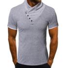 Mock Two-piece Short-sleeve Buttoned T-shirt
