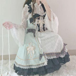 Flutter Strap Lace Panel A-line Dress