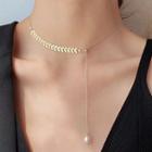 Wheat Faux Pearl Alloy Necklace X064 - Gold - One Size