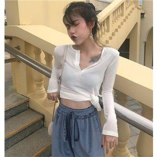 Lightweight Long-sleeve Top / Elastic Waist Wide-leg Pants