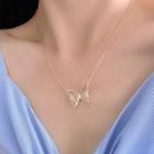 Alloy Butterfly Pendant Necklace 0679a - Gold - One Size