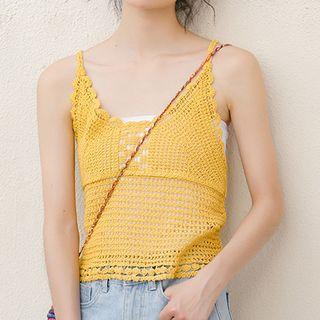Spaghetti Strap Perforated Top