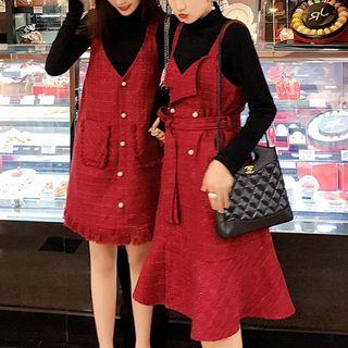 Mini Tweed Pinafore Dress / Midi Tweed Pinafore Dress
