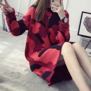 Long-sleeve Camo Knit Dress