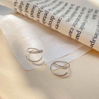 Rhinestone Spiral Earring 1 Pair - Silver - One Size
