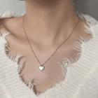 Heart Pendant Alloy Necklace 1 Pc - Gold & White - One Size