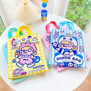 Cartoon Print Faux Leather File Bag