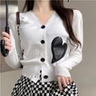 Heart Cardigan / Checkerboard Mini Skirt