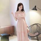 Off-shoulder Tiered Maxi Chiffon Dress