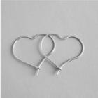 925 Sterling Silver Heart Hoop Earring One Pair - White Gold - One Size