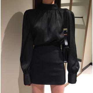 Mock-neck Blouse / A-line Skirt