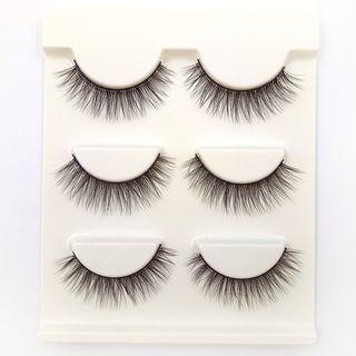 False Eyelashes (3 Pairs) 3 Pairs - Black - One Size