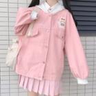 Embroidered Button Jacket Pink - One Size