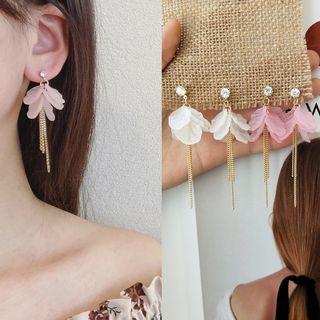 Rhinestone Petal Fringed Earring