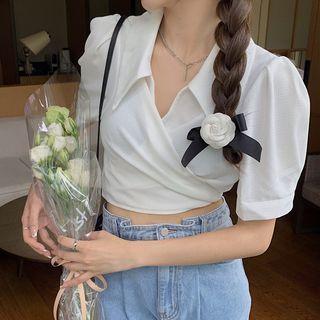 Plain Tie-strap Blouse White - One Size