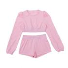 Set: Puff Sleeve Cropped Top + Shorts