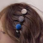 Bead Pom Pom Alloy Hair Clip