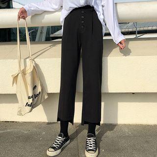 Plain Cutout-hem Dress Pants