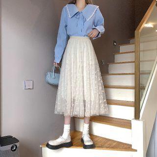 Bow Midi A-line Lace Skirt