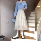 Bow Midi A-line Lace Skirt