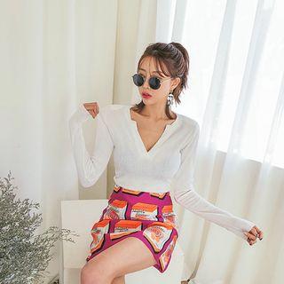 Cutout-waist Slim-fit Top