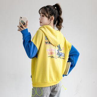 Printed Letter Hooded Loose-fit Long-sleeve Sweatshirt