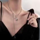 Layered Heart Chain Necklace 1 Pc - Silver - One Size