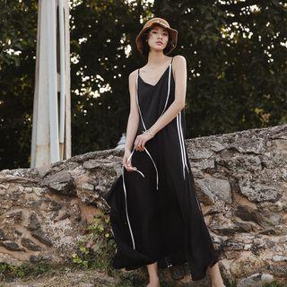 V-neck Striped Maxi Sundress