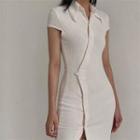 Collared Cutout-back Mini Bodycon Dress