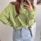Long-sleeve Twist-front Top
