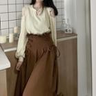 Cold-shoulder Sweater / Midi A-line Skirt