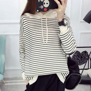 Color Panel Striped Hoodie