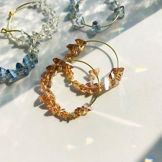 925 Sterling Silver Faux Crystal Hoop Earring