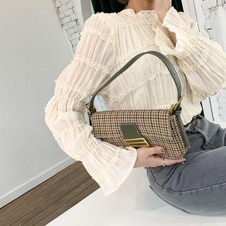 Houndstooth Flap Hand Bag