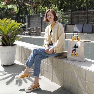 Round-neck Drawstring-waist Linen Jacket