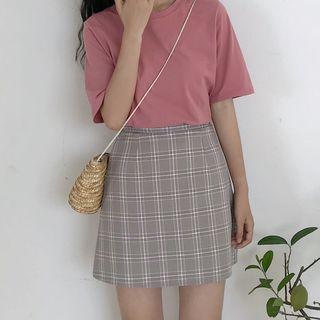High-waist Plaid Skirt