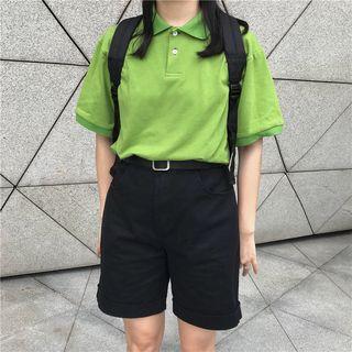 Short-sleeve Polo Shirt Green - One Size