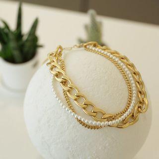 Chain Layered Necklace Gold - One Size