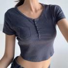 Cropped Knit Henley In 5 Colors