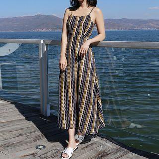 Spaghetti-strap Patterned Midi Chiffon Sundress